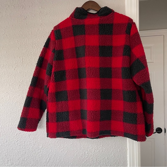 Style & co womens Red and Black Plaid Fleece Pullover L - Picture 3 of 3